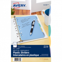 Avery® Write-On Dividers 8-1/2" x 5-1/2" 5 Tabs Assorted Colours