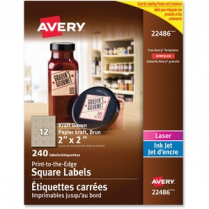 Avery Kraft Brown Square Labels 2" x 2" 240/Pkg