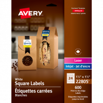 Avery® Print-to-the-Edge Square Labels 1-1/2" x 1-1/2" 600/pkg