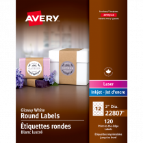 Avery® Print-to-the-Edge Round Labels 2" Glossy 120/pkg