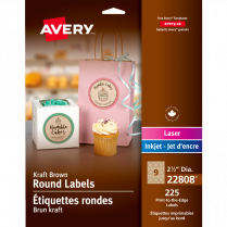 Avery® Print-to-the-Edge Round Labels 2-1/2" Kraft Brown 225/pkg