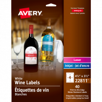 Avery® Print-to-the-Edge Wine Labels 4-3/4" x 3-1/2" White 40/pkg