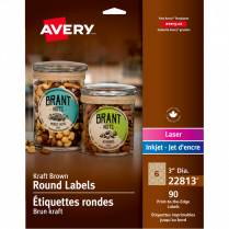 Avery® Print-to-the-Edge Round Labels 3" Kraft Brown 90/pkg