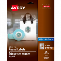 Avery® Embossed Round Labels 2" Foil Silver 96/pkg
