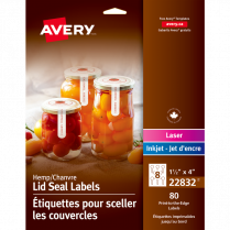 Avery® Print-to-the-Edge Hemp Lid Seal Labels 1-1/2" x 4" Beige 80/pkg
