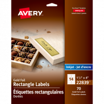Avery® Print-to-the-Edge Rectangular Labels 1-1/3" x 4" Gold 70/pkg