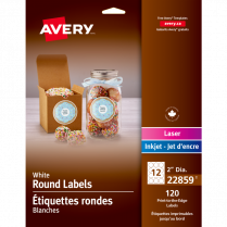 Avery® Print-to-the-Edge Round Labels 2" Matte White 120/pkg