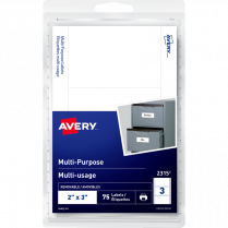 Avery® Print or Write Removable Labels 3" x 2" 75/pkg