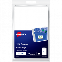Avery® Print or Write Multi-Purpose Removable Labels 6" x 4" 15/pkg
