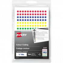 Avery® Colour Coding Labels Round Non-Printable 1/4" Assorted Colours 768/pkg