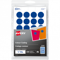 Avery® Print or Write Round Colour Coding Labels 3/4" Blue 240/pkg