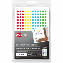 SEE THRU COLOUR CODE DOTS 1/4 648/PK ASSORTED COLOURS