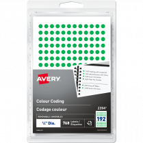 Avery® Colour Coding Labels Round Non-Printable 1/4" Green 768/pkg