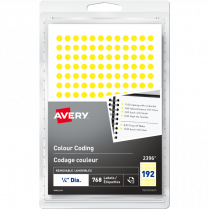 Avery® Colour Coding Labels Round Non-Printable 1/4" Yellow 768/pkg