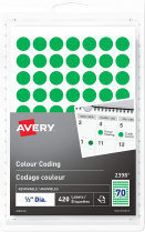 Avery® Colour Coding Labels Round Non-Printable 1/2" Green 420/pkg