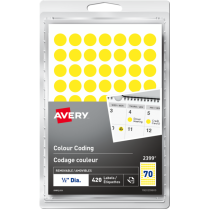 Avery® Colour Coding Labels Round Non-Printable 1/2" Yellow 420/pkg