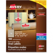 Avery® Print-to-the-Edge Oval Labels 1-1/2" x 2-1/2" Kraft Brown 180/pkg