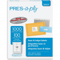PRES-a-ply® Permanent Laser/Inkjet Labels 2" x 4" 1,000/box