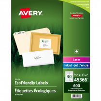 Avery Eco-Friendly Printer File Folder Labels 2/3" x 3-7/16" Laser / Inkjet 600/Box