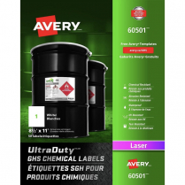 Avery® UltraDuty GHS Chemical Labels 8-1/2" x 11" White 50/pkg