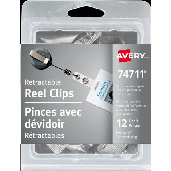 REEL CLIPS RETRACT AVERY 12/PACK Monk Office