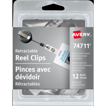 Avery® Retractable Reel Clips Black 12/pkg