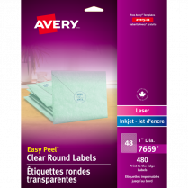 Avery® Easy Peel® Clear Labels Round 1" 480 Labels 10 sheets/pkg