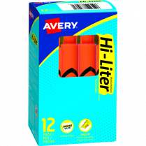 Avery® HI-LITER® Chisel Tip Fluorescent Orange 12/box