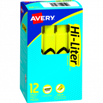 Avery® HI-LITER® Chisel Tip Fluorescent Yellow 12/box