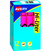 Avery® HI-LITER® Chisel Tip Fluorescent Pink 12/box