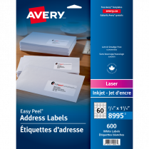Avery® Easy Peel® Address Labels 2/3" x 1-3/4" (600 Labels) Laser and Inkjet White 10 sheets/pkg