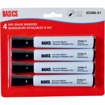 Basics® Dry Erase Whiteboard Markers Chisel Tip Black 4/pkg