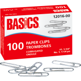 Basics® Paper Clips #1, 1-1/4" Corrugated 100/box x 10 boxes/pkg