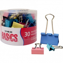 Basics® Fold-Back Clips Assorted Sizes Assorted Pastel Colours 30/tub