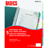 Basics® Poly Index Dividers Assorted Colours 5 Tabs