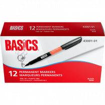 Basics® Permanent Markers Pen Style Fine Tip Black 12/box