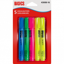 Basics® Highlighters Assorted Colours 5/pkg