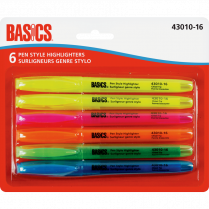 Basics® Pen Style Highlighters Assorted Colours 6/pkg