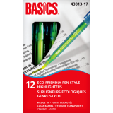 Basics® Eco-Friendly Pen Style Highlighters Yellow 12/box