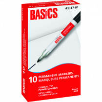 Basics® Permanent Marker Metal Barrel Conical Tip Black 10/box