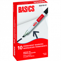 Basics® Permanent Marker Metal Barrel Wedge Tip Black 10/box