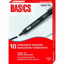 Basics® Permanent Markers Chisel Tip Black 10/box