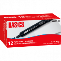 Basics® Permanent Marker Chisel Tip Black 12/box