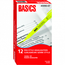 Basics® Highlighters Pen Style Yellow 12/box