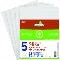 Hilroy Enviro-Plus™ Writing Pads Wide Rule Letter 72 sheets 5/pkg