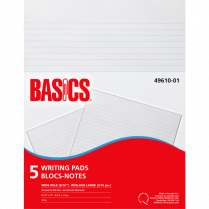 Basics® Writing Pad Wide Rule Letter 96shts 5/pkg