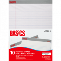 Basics® Perforated Pads 8-1/2x11-3/4" White 50shts/pad 10/pkg