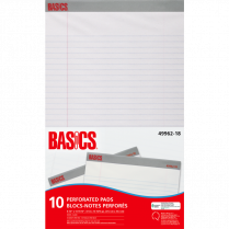 Basics® Perforated Pads 8-1/2x13-15/16" White 50shts/pad 10/pkg