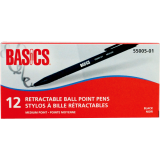 Basics® Retractable Ball Point Pen Medium Black 12/box