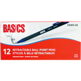 Basics® Retractable Ball Point Pen Medium Blue 12/box